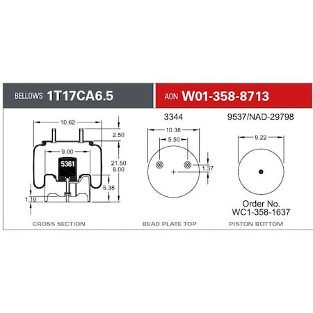 Firestone 1T17CA6.5 CB 2X3/4CF PST STUD WSHR NUT W013588713